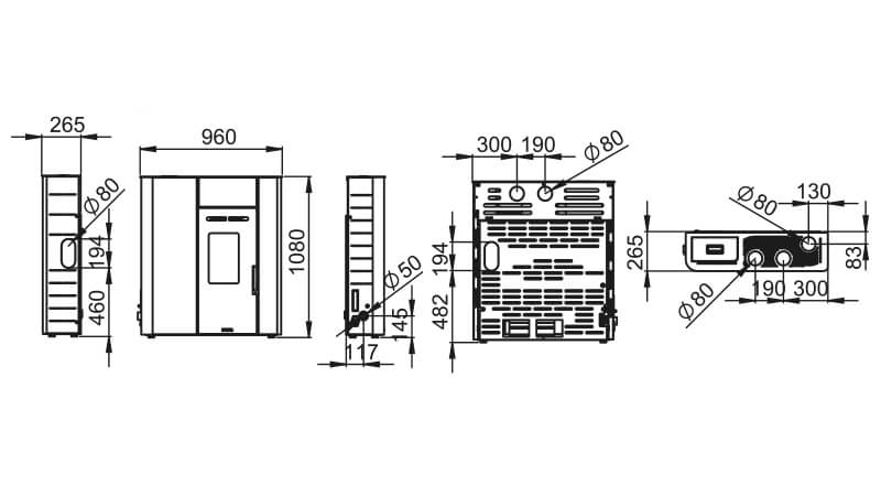 Estufa de pellets Slim 12kw